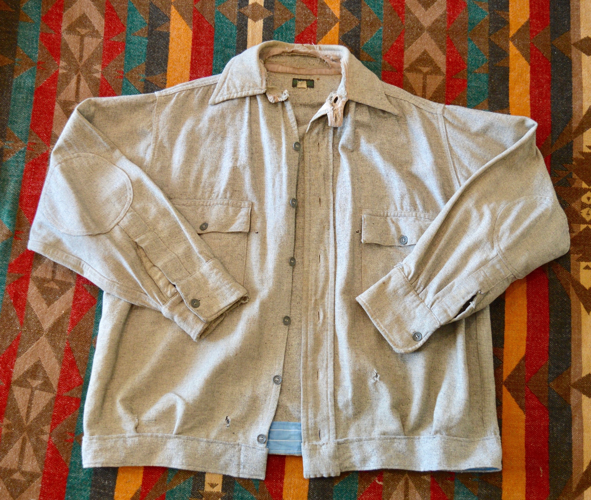 1930's Montgomery Ward chinstrap, grey work shirt jacket, 44, 46 ...